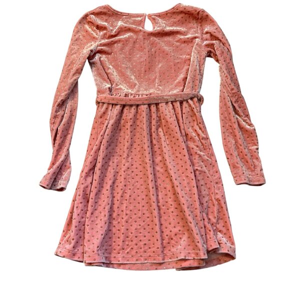 GapKids Pink Velvet Girls Long Sleeve Glitter Polka Dot Dress With Belt M (8) - Picture 3 of 3